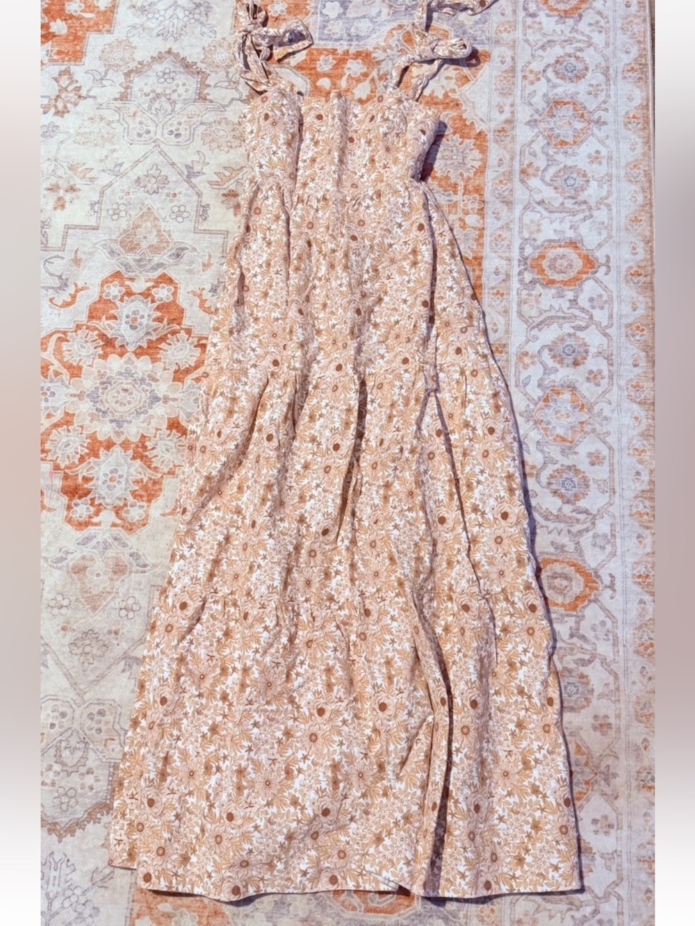 House of Harlow 1960 Floral Maxi Dress in Beige and White